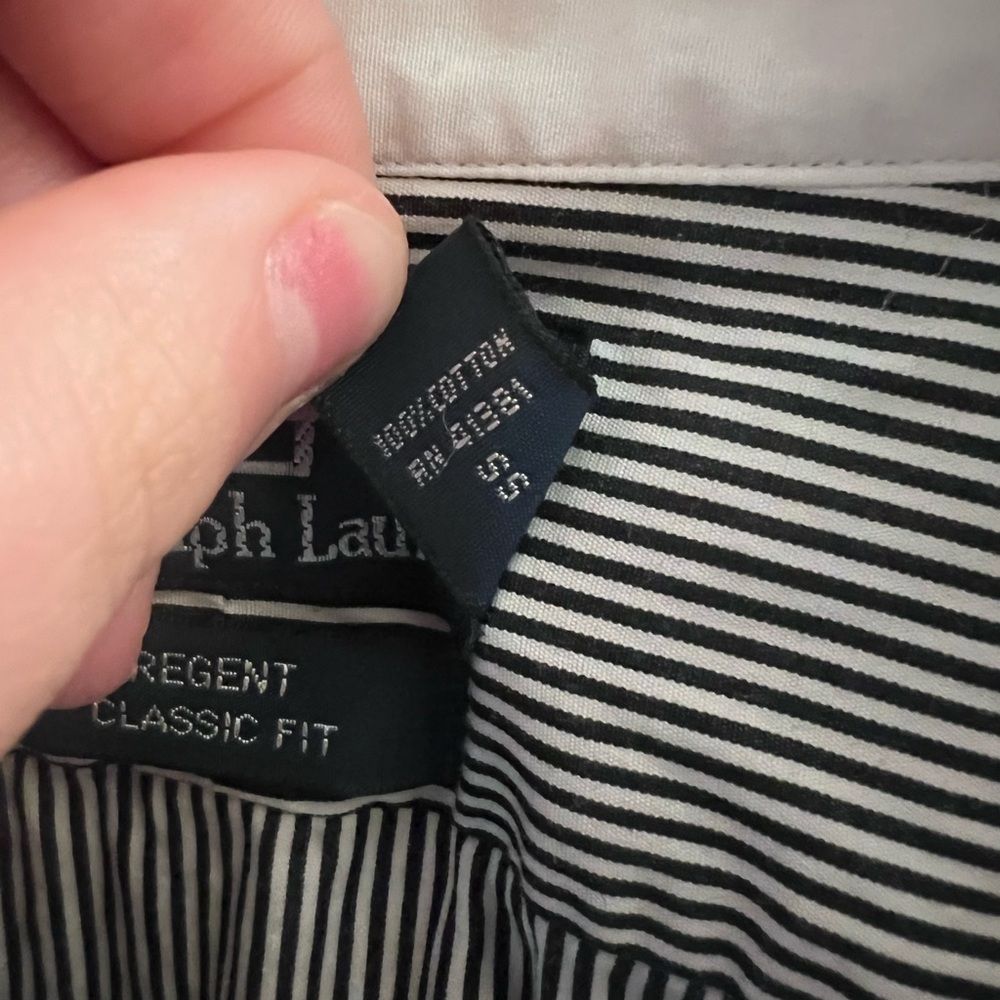 Polo Ralph Lauren Regent Classic Fit Striped Dress Shirt 16/L Black White - Picture 4 of 7